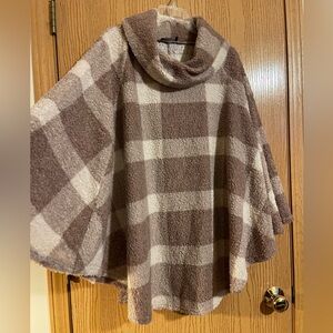 Lane Bryant Soft Sherpa Poncho in Cream and Brown